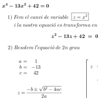 Equacions biquadrades